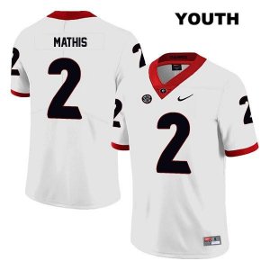 Youth Georgia Bulldogs NCAA #2 D'Wan Mathis Nike Stitched White Legend Authentic College Football Jersey UPF3654VK